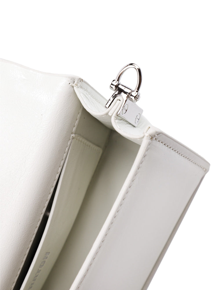 Decorative Metal Handle Architectural Bag, Off-White