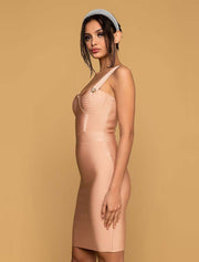 “Poison” Midi Bandage Dress, Blushed Pink