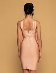 “Poison” Midi Bandage Dress, Blushed Pink