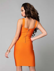 “Poison” Midi Bandage Dress, Orange