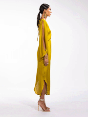 Women’s V-Neck Open Back Jumpsuit, Mustard