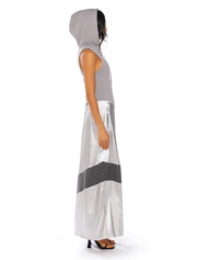 Hooded Maxi Dress, Multi Grey