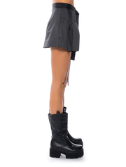 Cargo Style Mini Belt-Skirt, Black