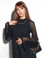 A-Line Mini Dress with Lace Sleeves