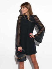 A-Line Mini Dress with Lace Sleeves