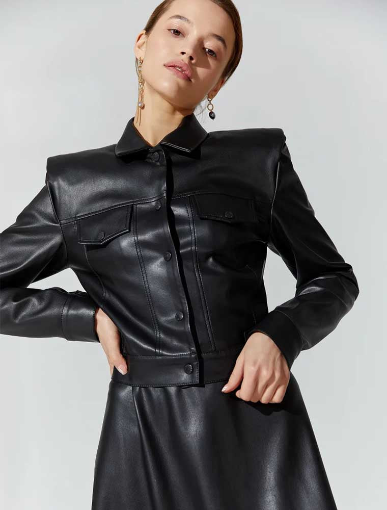 Women's Vegan Moto Jacket, Black