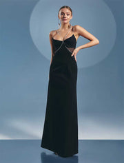 Chrystal Strap Maxi Evening Dress