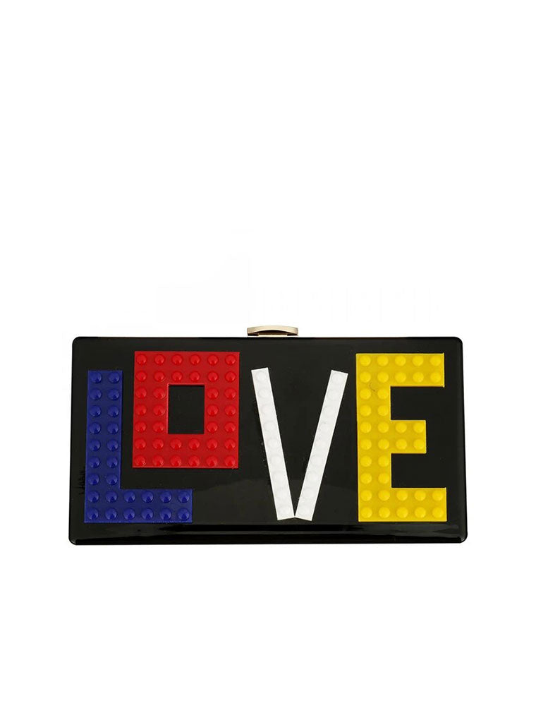 Rectangular Acrylic Clutch Bag "Love", Black