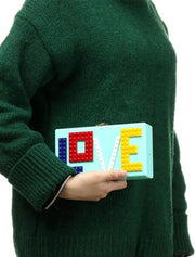 Rectangular Acrylic Clutch Bag "Love", Mint