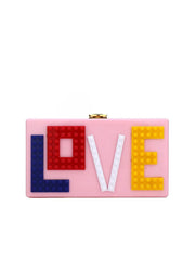 Rectangular Acrylic Clutch Bag "Love", Black