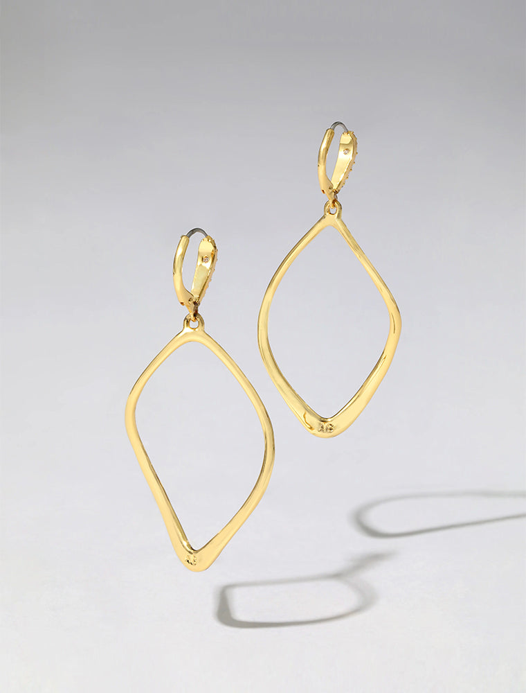 Sculpted Aura Tear Leverback Earring, 14K Gold over Brass