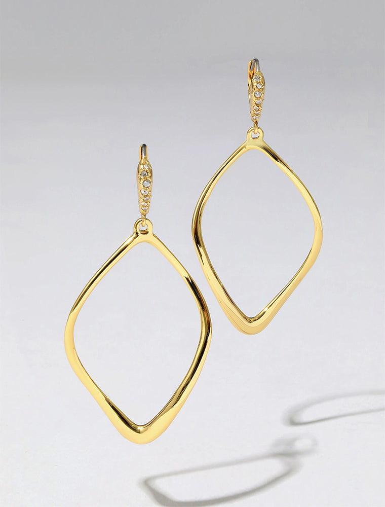 Sculpted Aura Tear Leverback Earring, 14K Gold over Brass