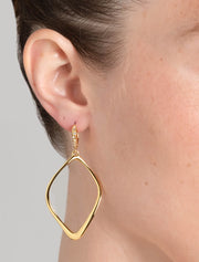 Sculpted Aura Tear Leverback Earring, 14K Gold over Brass