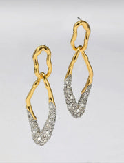 Solanales Double Link Post Earring, 14K Gold Plated Brass