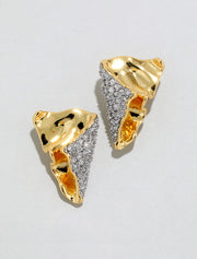 Solanales Crystal Folded Mini Earring, 14K Gold over Brass