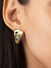 Solanales Crystal Folded Mini Earring, 14K Gold over Brass