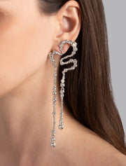 Punk Royal Crystal Cascade Earring, Rodium Plated Brass