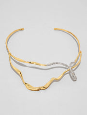 Solanales Crystal Looped Collar Necklace, 14k Gold Plated Over Brass