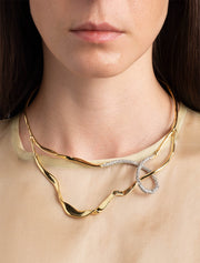 Solanales Crystal Looped Collar Necklace, 14k Gold Plated Over Brass