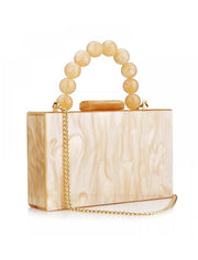 Rectangular Acrylic Clutch Bag, with Handle, Pearl White