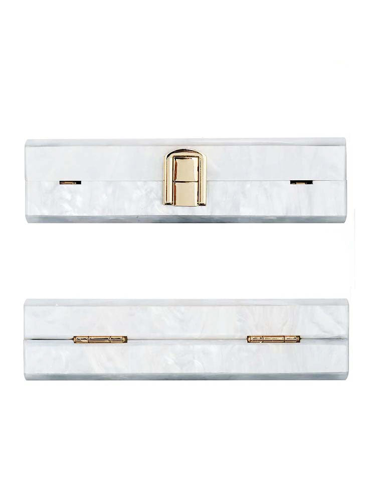 Rectangular Acrylic Clutch Bag, Pearl White