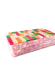 Rectangular Acrylic Clutch Bag, Marbled Powder Pink