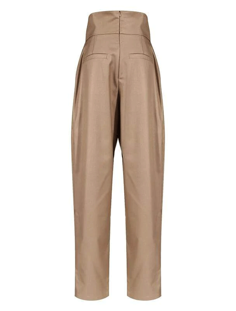 Double Cross High Waisted Trousers, Beige