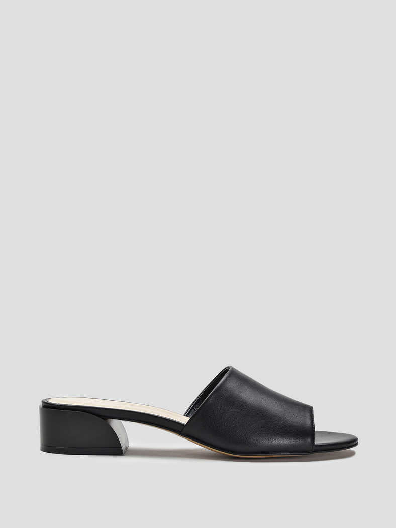 Almond Toe Slide Sandals, Black