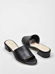 Almond Toe Slide Sandals, Black