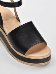 Suede Platform Ankle Strap Sandals, Black