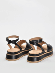 Suede Platform Ankle Strap Sandals, Black