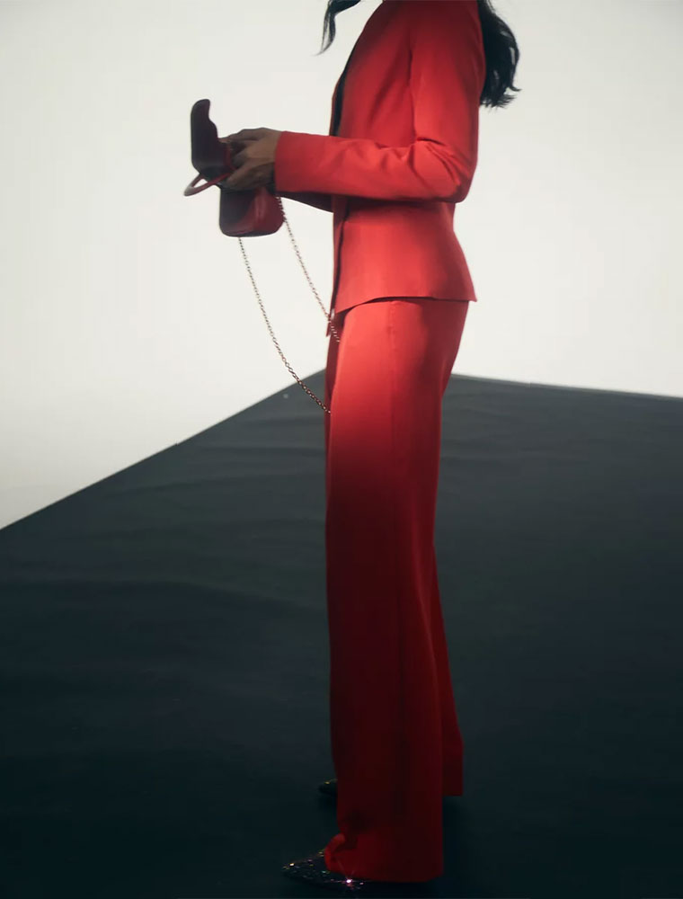 Asymmetrical Pant Suit, Red