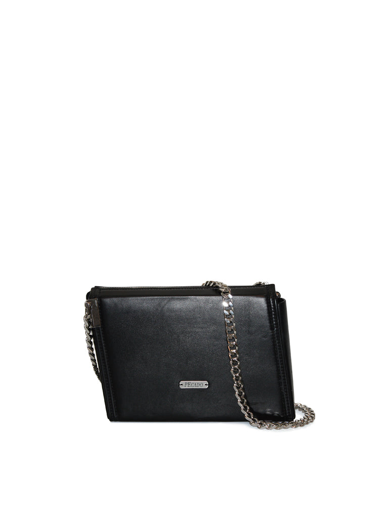 Black Leather Emerald Crossbody Expended