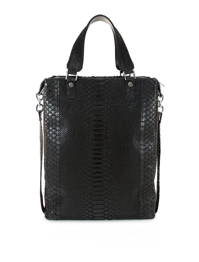 Black Python Front Pocket Tote