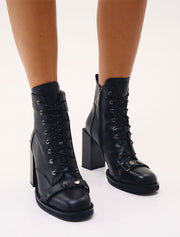 Leather Lace Up Booties