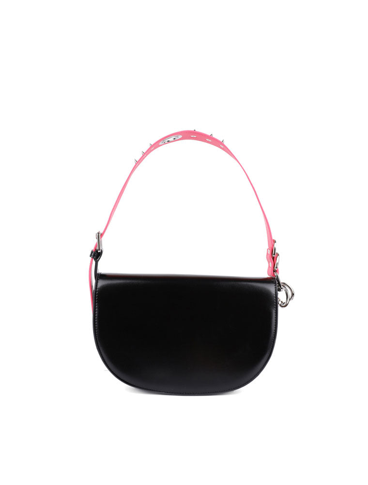 Hot Pink Strap Genuine Leather Hobo Bag