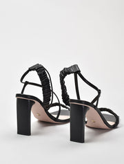 Gathered Strap High Heel Sandals, Black