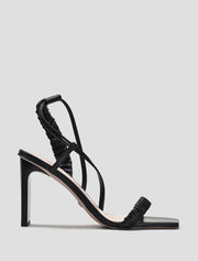 Gathered Strap High Heel Sandals, Black