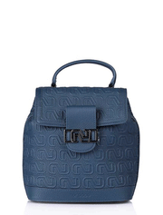 Maira Quilted Signature Logo Structured Tote Backpack, Denim Blue