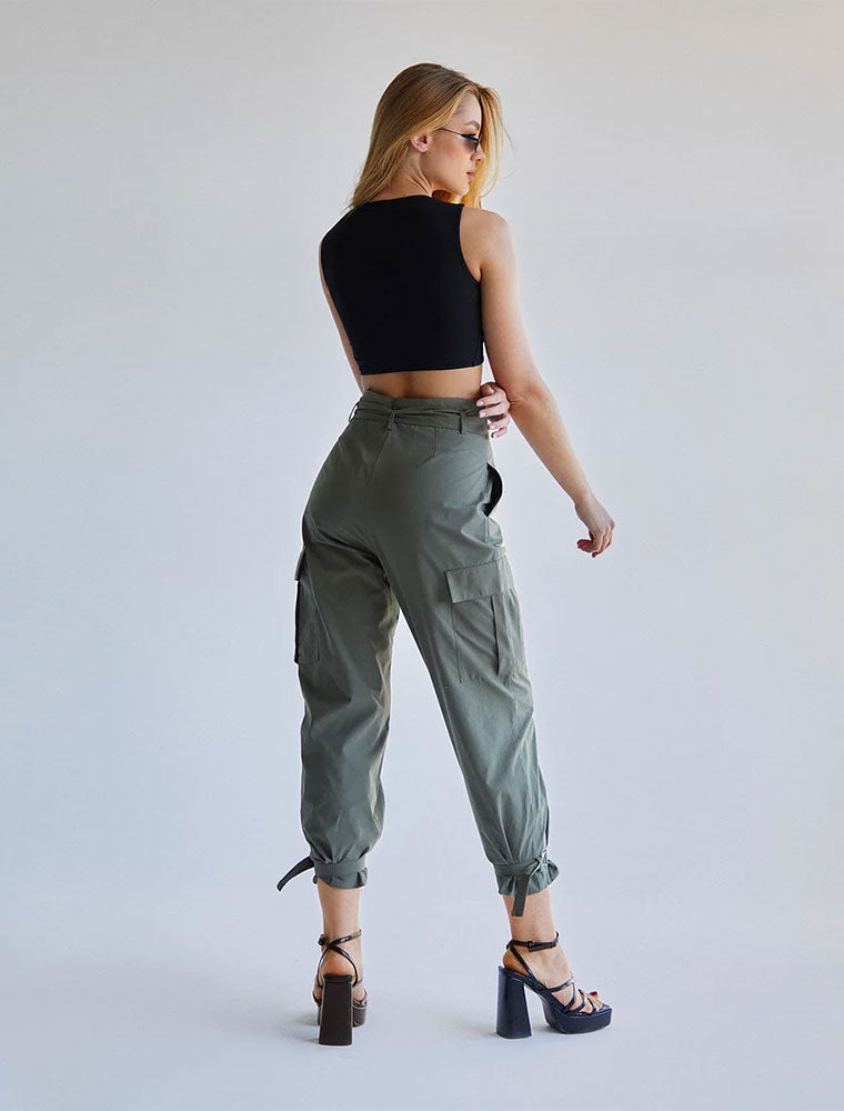 Bottom Tie Utility Joggers, Army Green