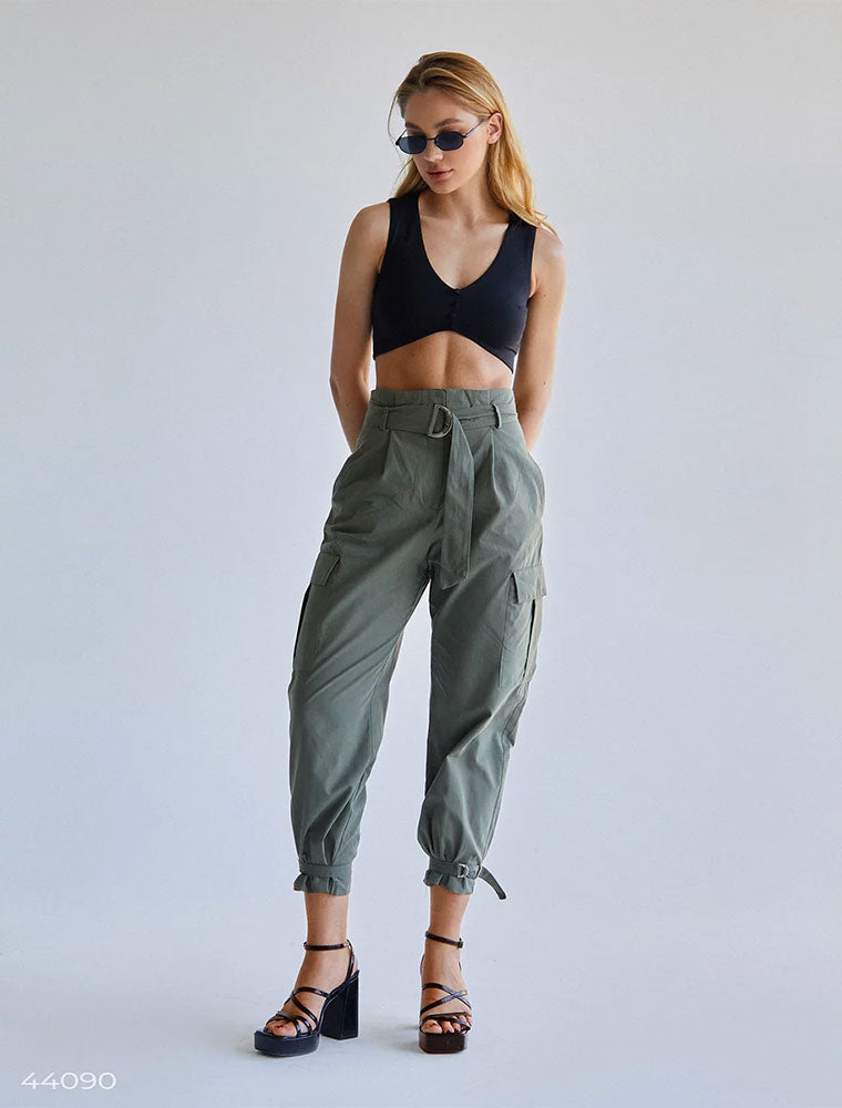 Bottom Tie Utility Joggers, Army Green