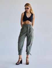 Bottom Tie Utility Joggers, Army Green