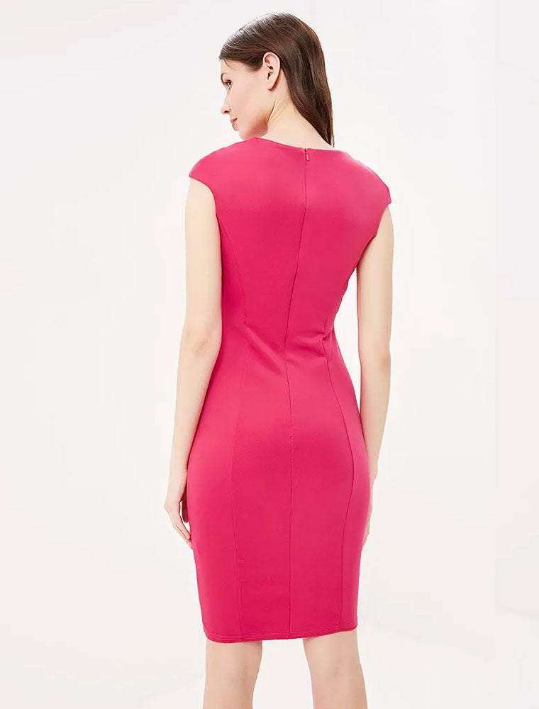 Classic Drop Shoulder Sleeveless Dress, Fuchsia