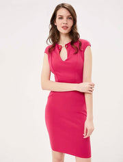 Classic Drop Shoulder Sleeveless Dress, Fuchsia