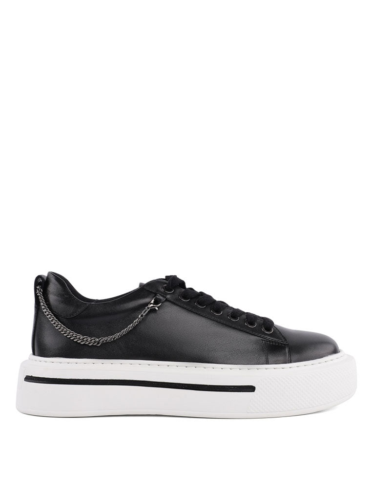 Casual Chain Detailed Sneakers, Black