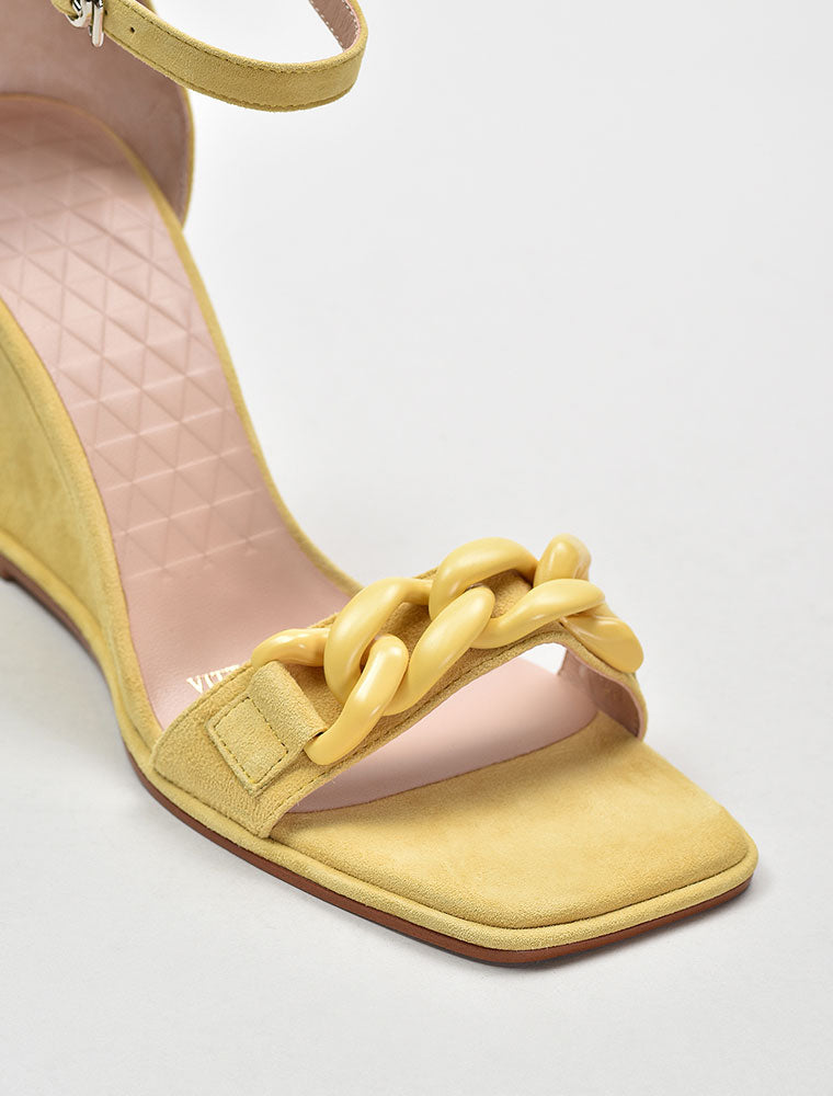 Chain Décor Wedge Sandals, Yellow