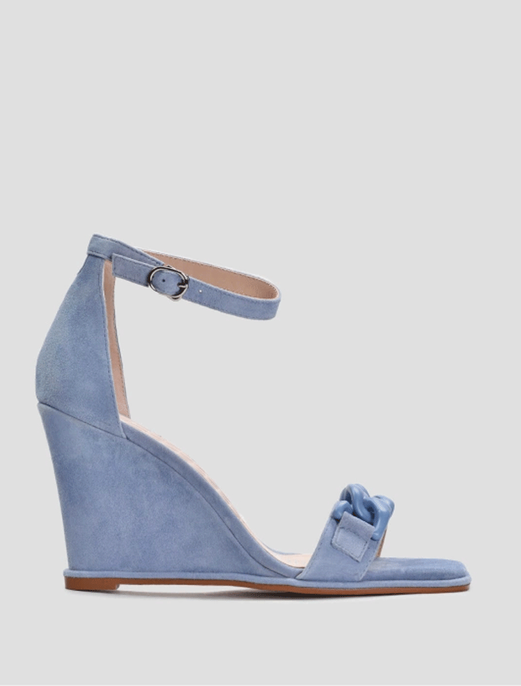 Chain Décor Wedge Sandals, Sky Blue