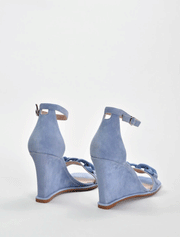 Chain Décor Wedge Sandals, Sky Blue