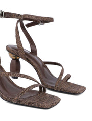 Chevron-Woven Ankle Strap Sandals