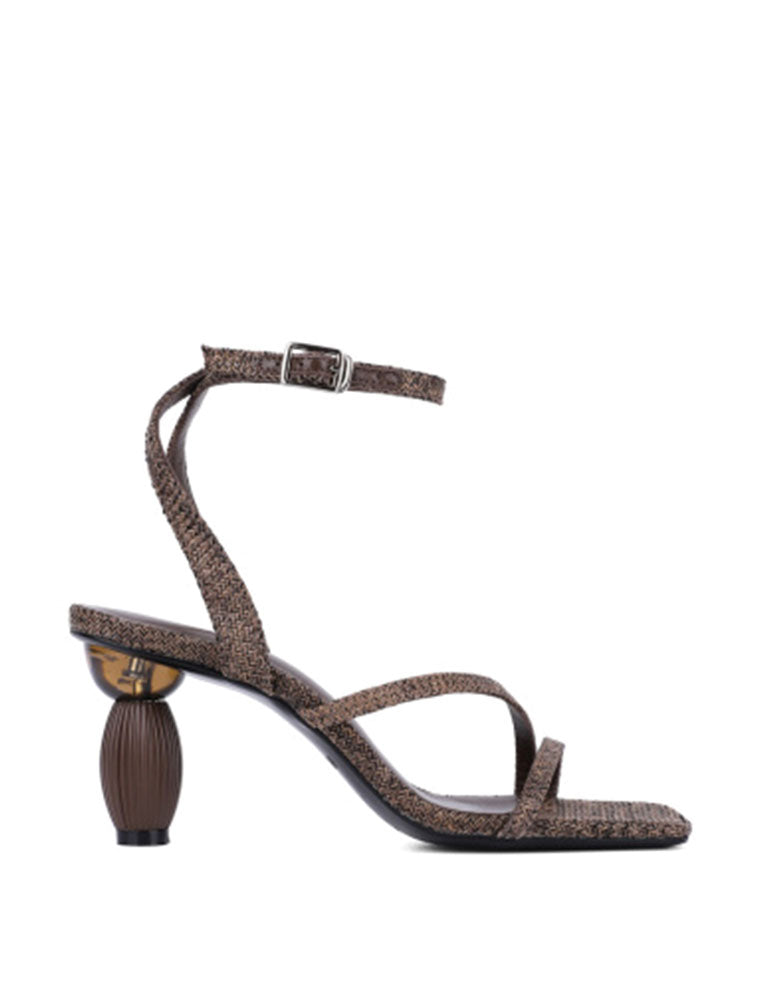 Chevron-Woven Ankle Strap Sandals